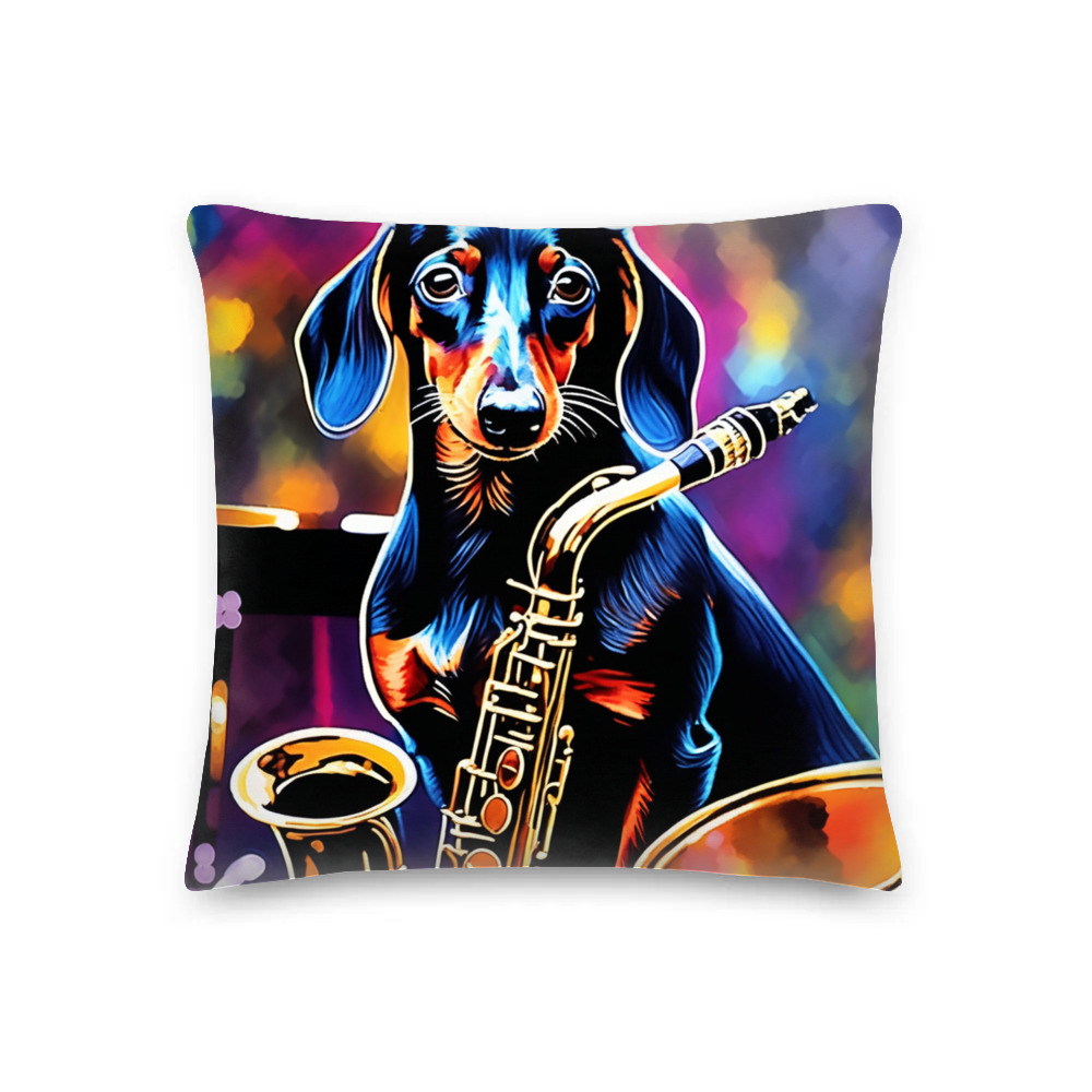 PugMug Custom Black Dachshund Premium Pillow