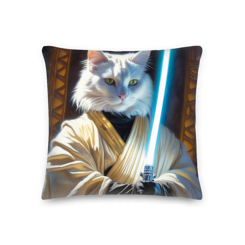 PugMug Custom White Companion Cat Premium Pillow