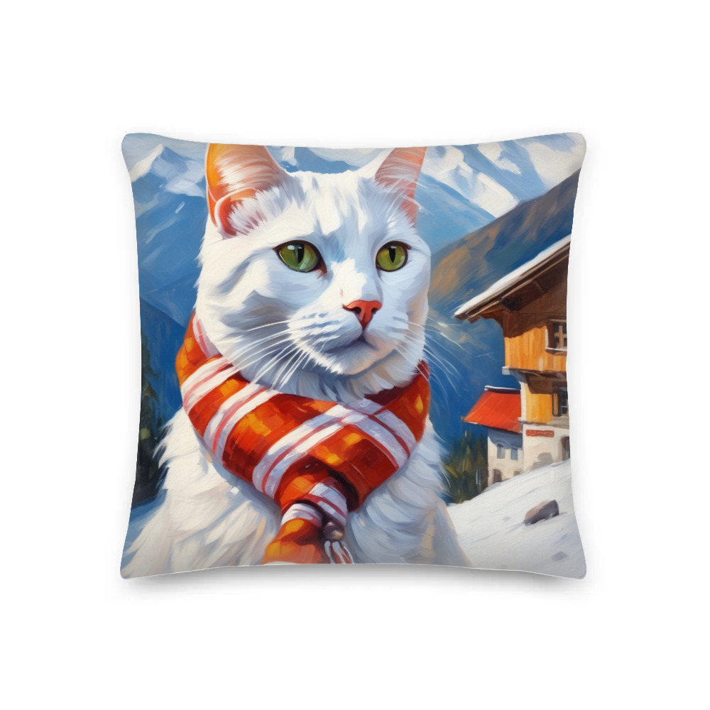 PugMug Custom White Companion Cat Premium Pillow