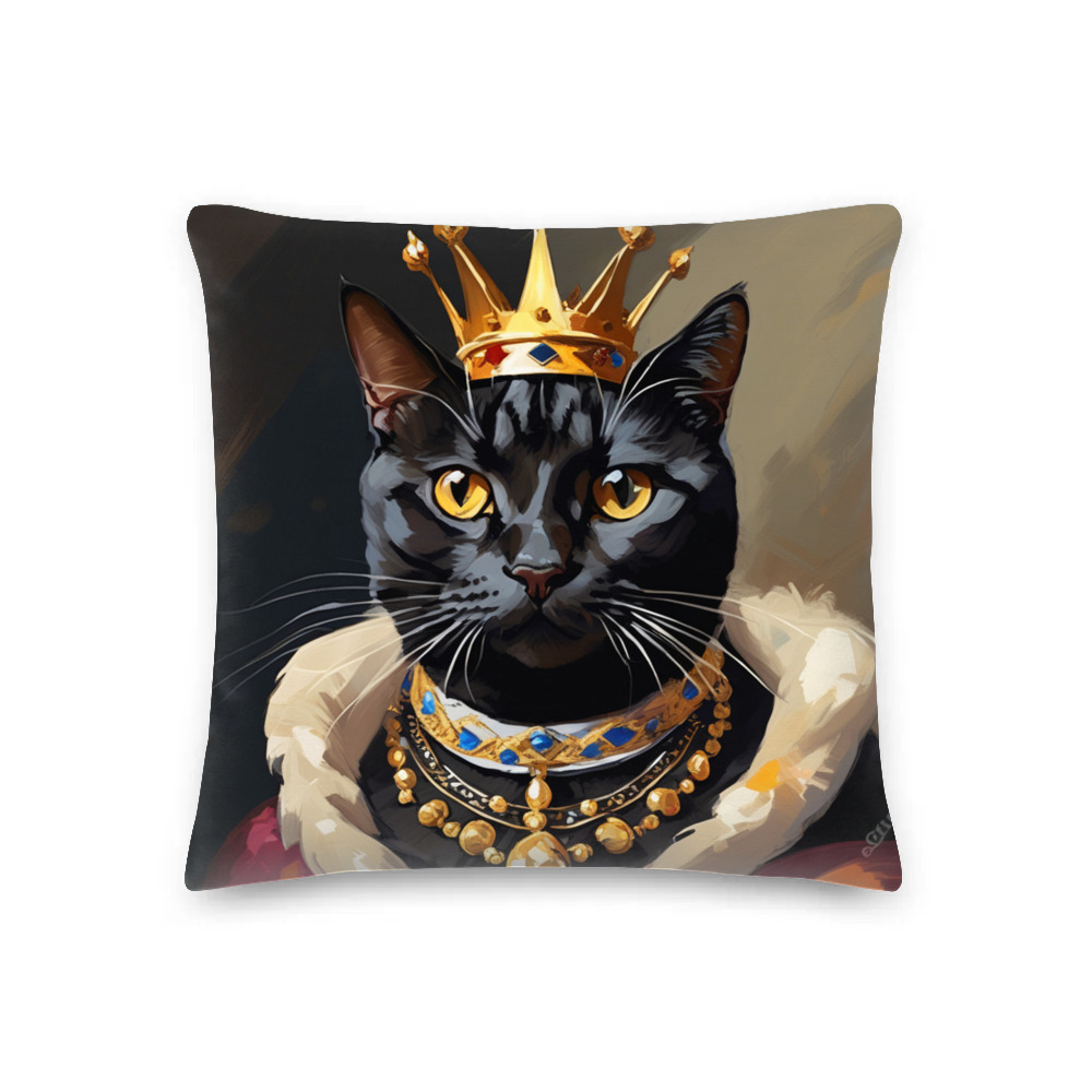 PugMug Custom Black American Shorthair Cat Premium Pillow