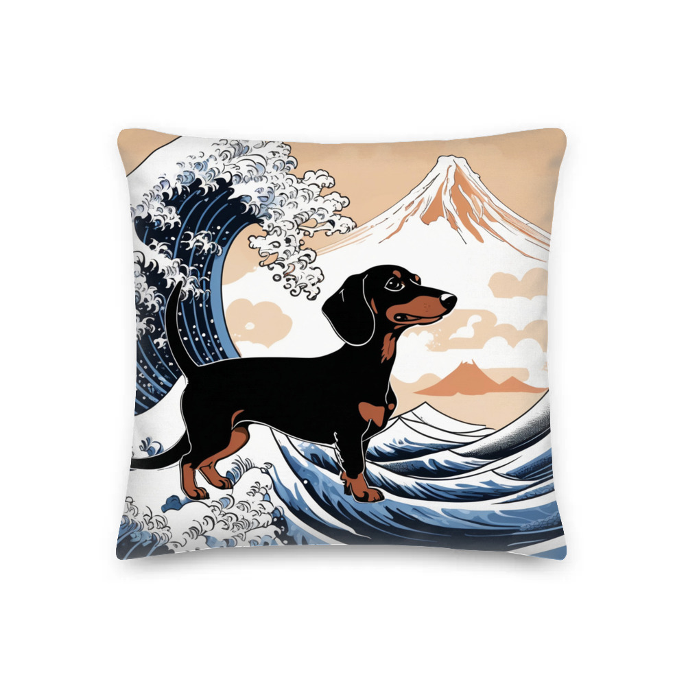 PugMug Custom Black Dachshund Premium Pillow