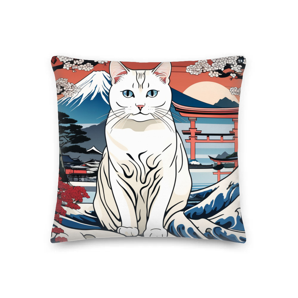 PugMug Custom White Companion Cat Premium Pillow