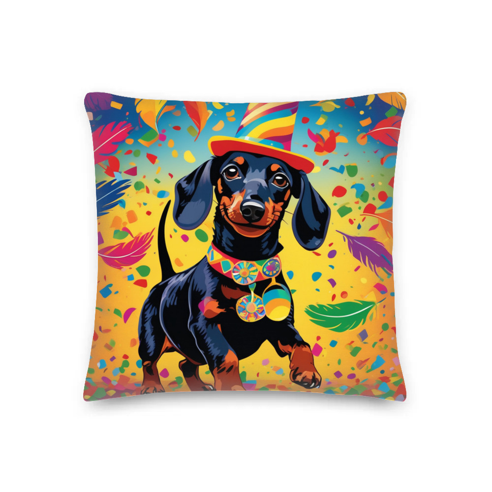 PugMug Custom Black Dachshund Premium Pillow