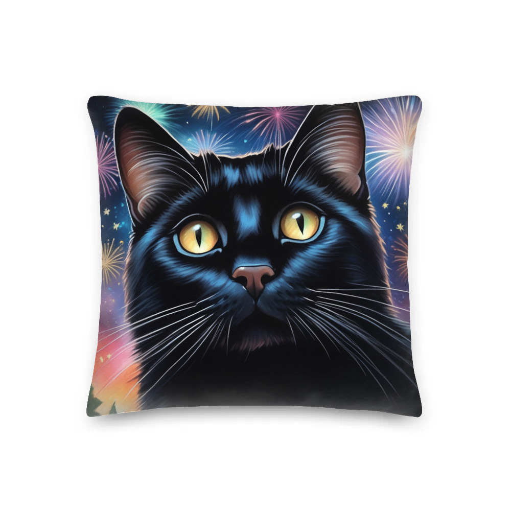 PugMug Custom Black Companion Cat Premium Pillow