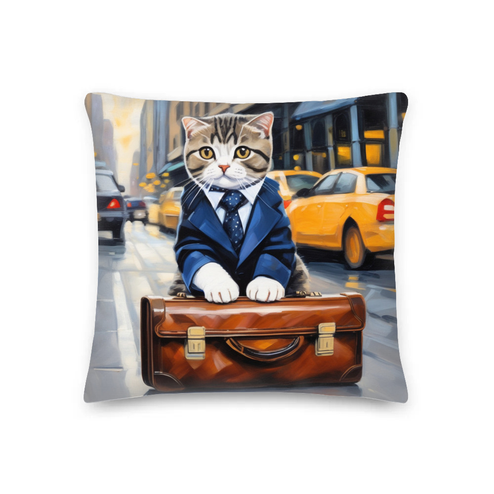 PugMug Custom Tabby Scottish Fold Cat Premium Pillow