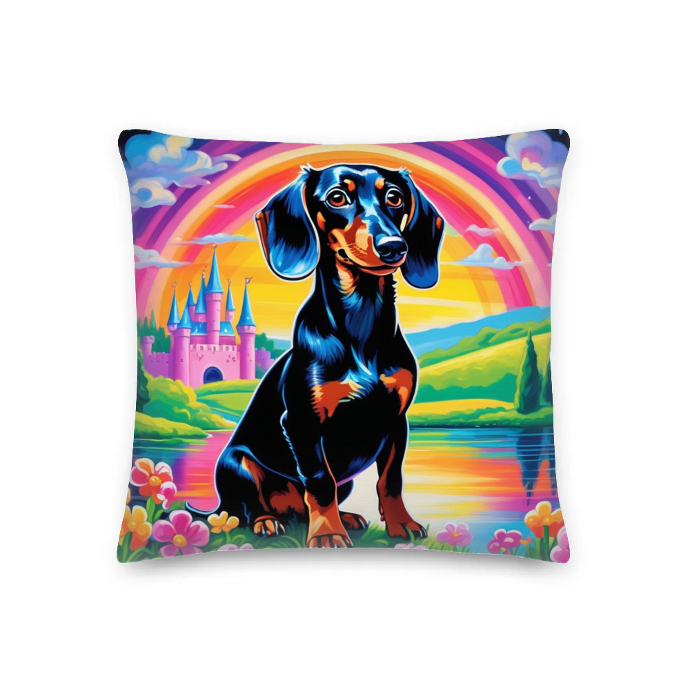 PugMug Custom Black Dachshund Premium Pillow
