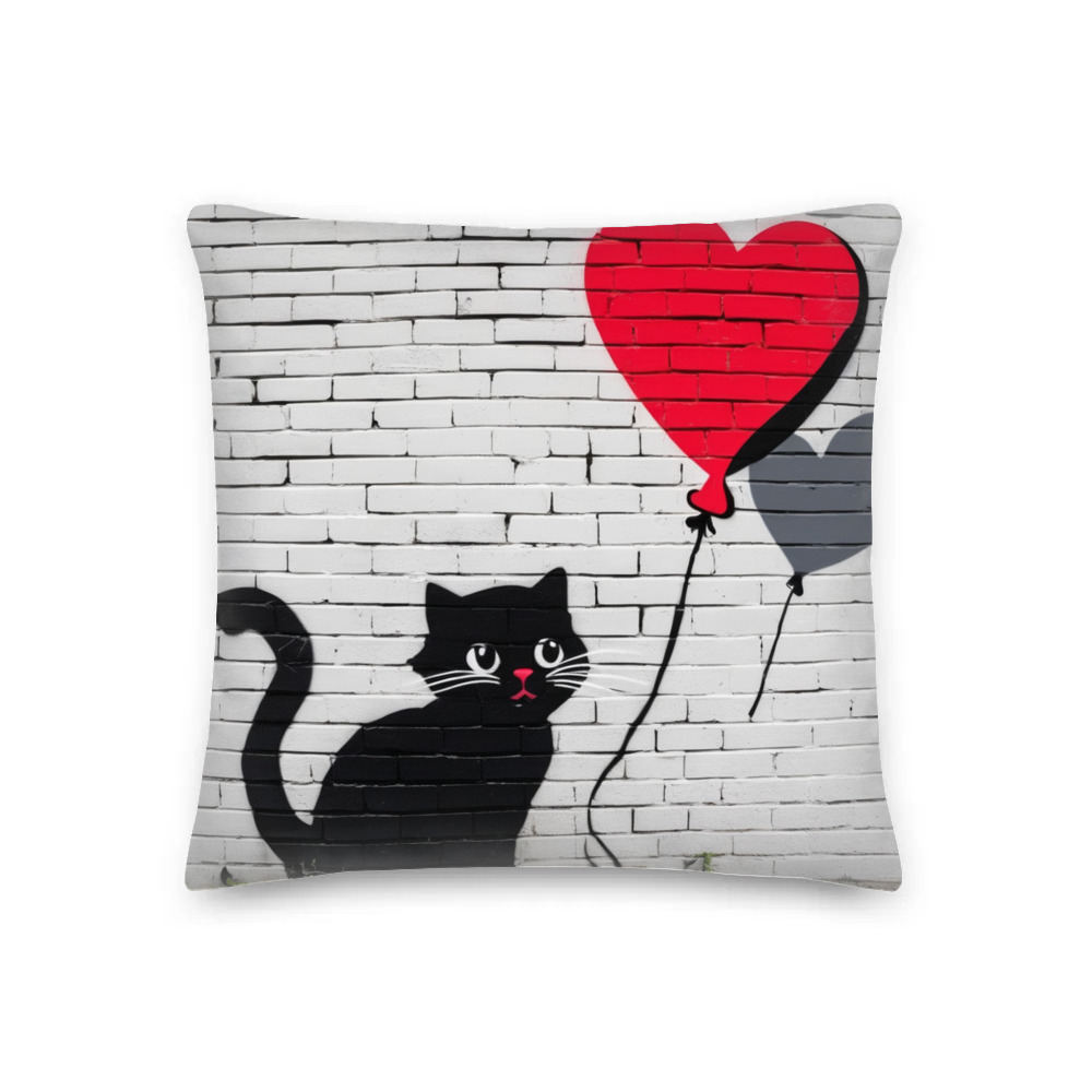 PugMug Custom Black Scottish Fold Cat Premium Pillow