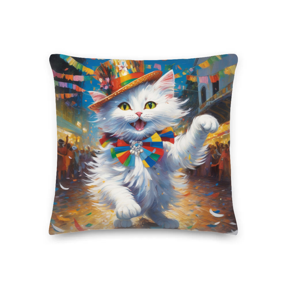 PugMug Custom White Companion Cat Premium Pillow