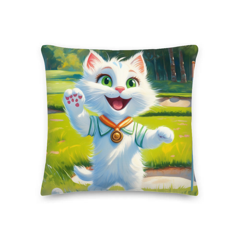 PugMug Custom White Companion Cat Premium Pillow