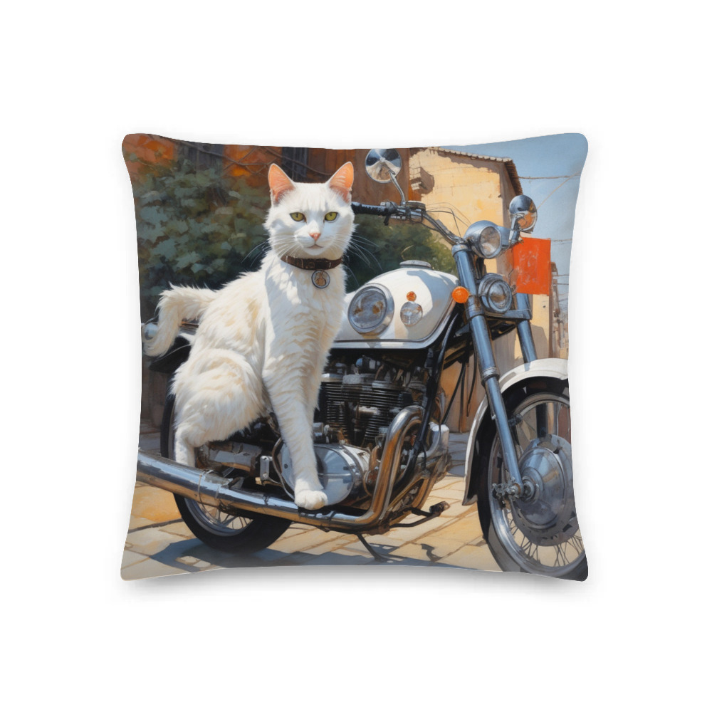 PugMug Custom White Companion Cat Premium Pillow