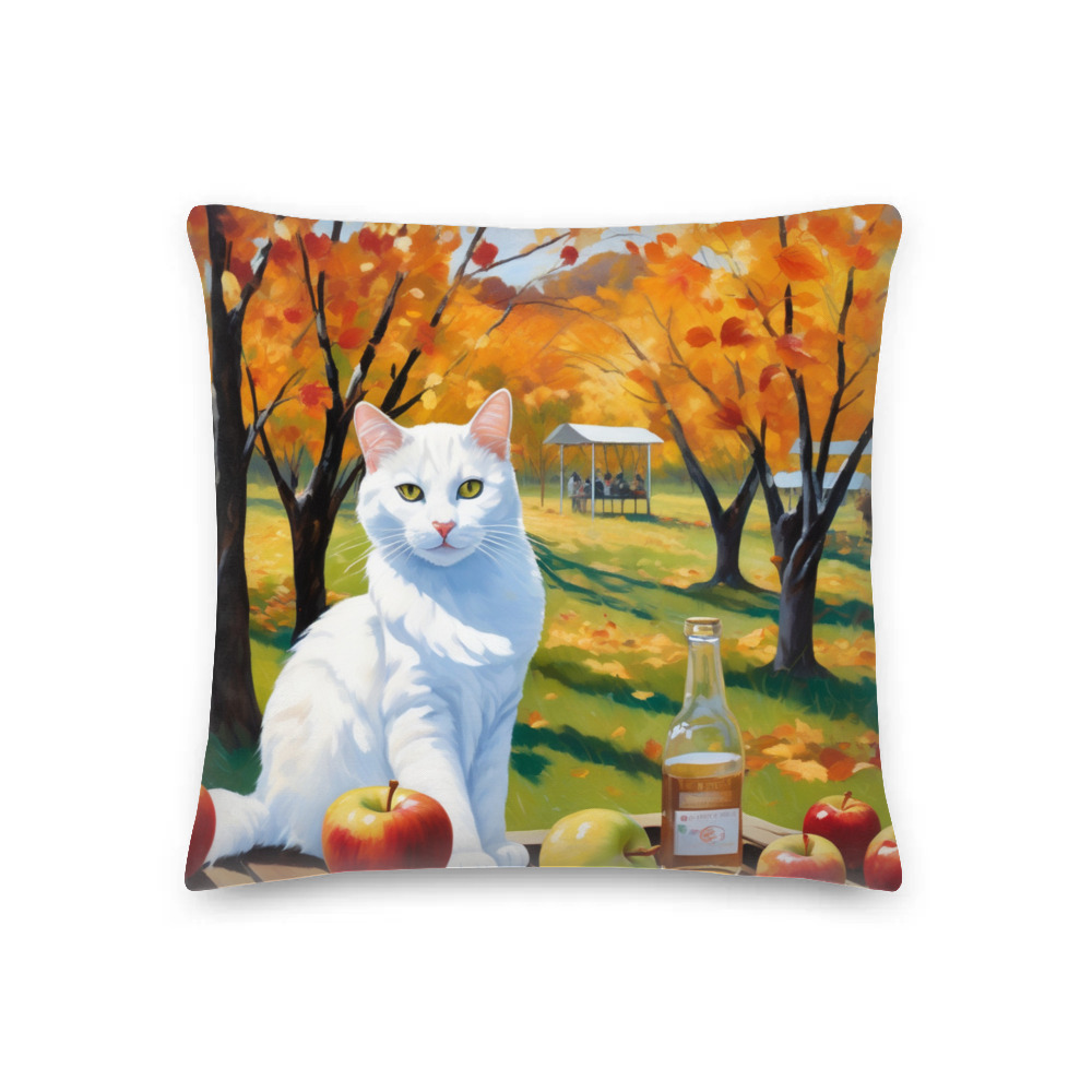 PugMug Custom White Companion Cat Premium Pillow