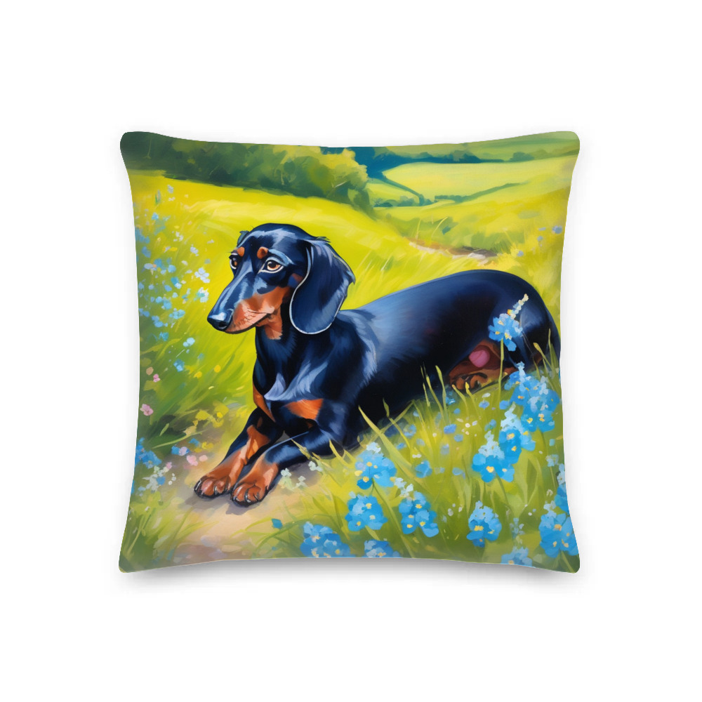 PugMug Custom Black Dachshund Premium Pillow