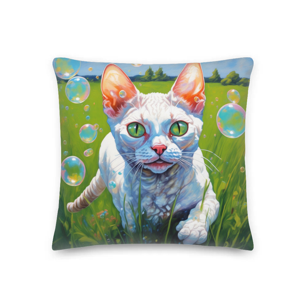 PugMug Custom White Devon Rex Cat Premium Pillow