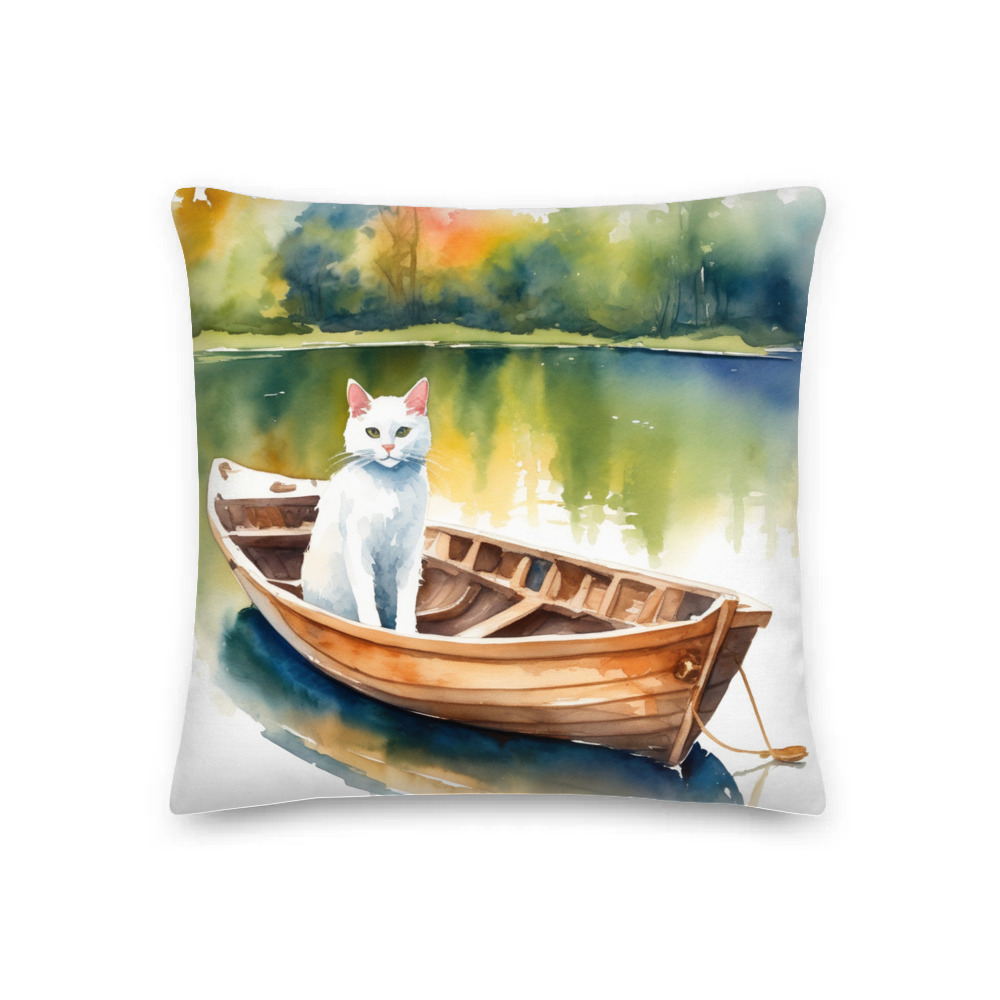 PugMug Custom White Companion Cat Premium Pillow