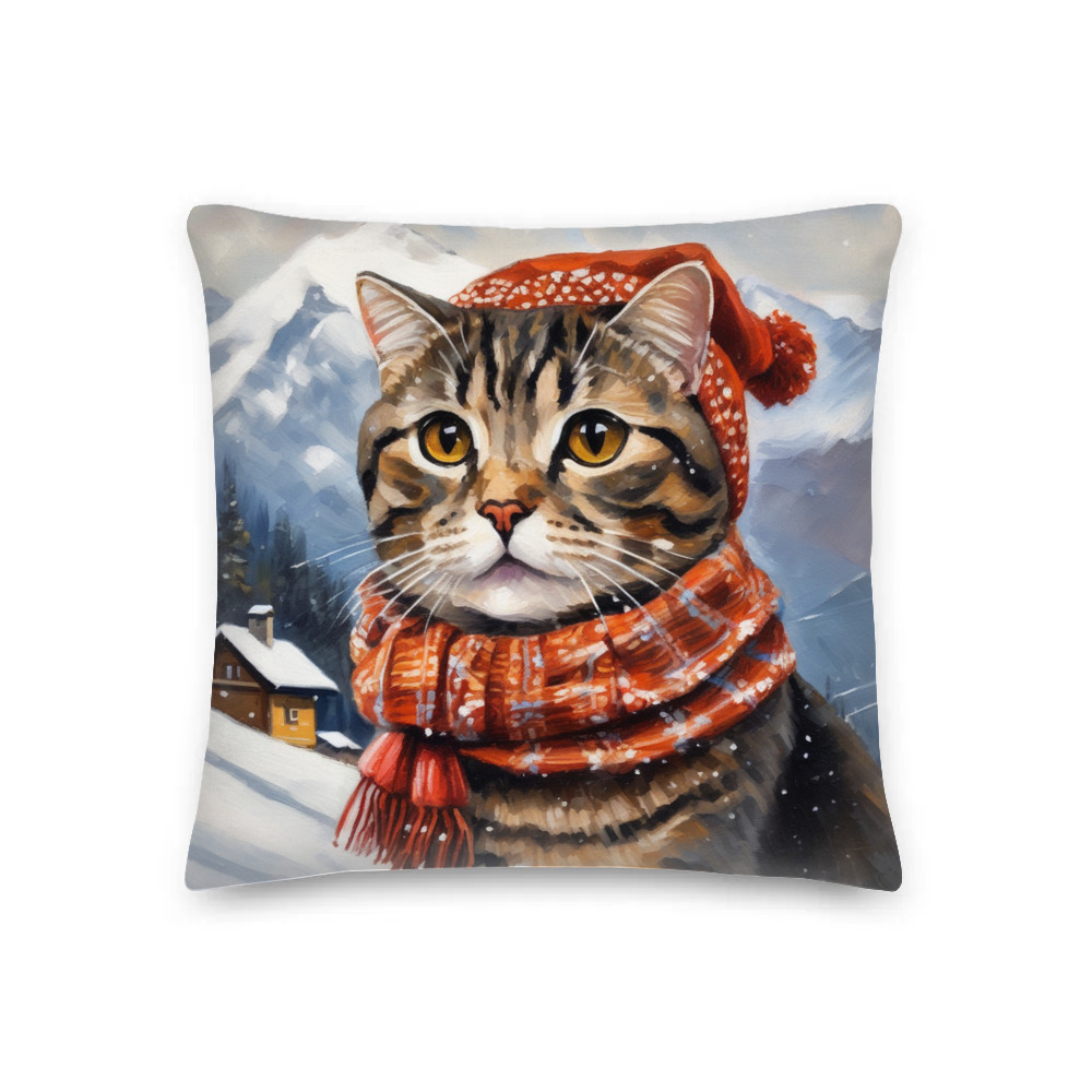 PugMug Custom Tabby Scottish Fold Cat Premium Pillow
