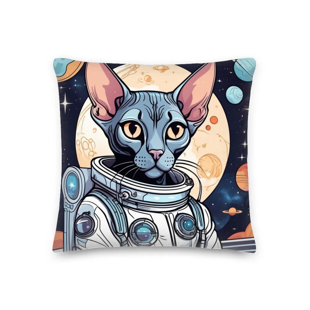 PugMug Custom Black Sphynx Cat Premium Pillow