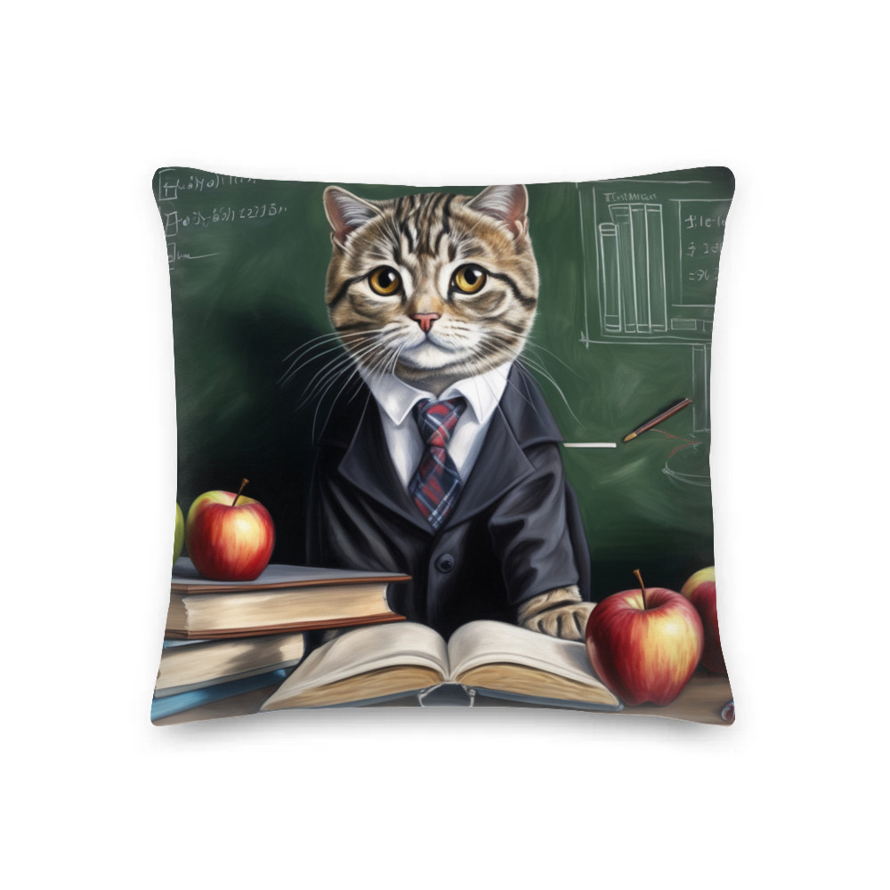 PugMug Custom Tabby Scottish Fold Cat Premium Pillow