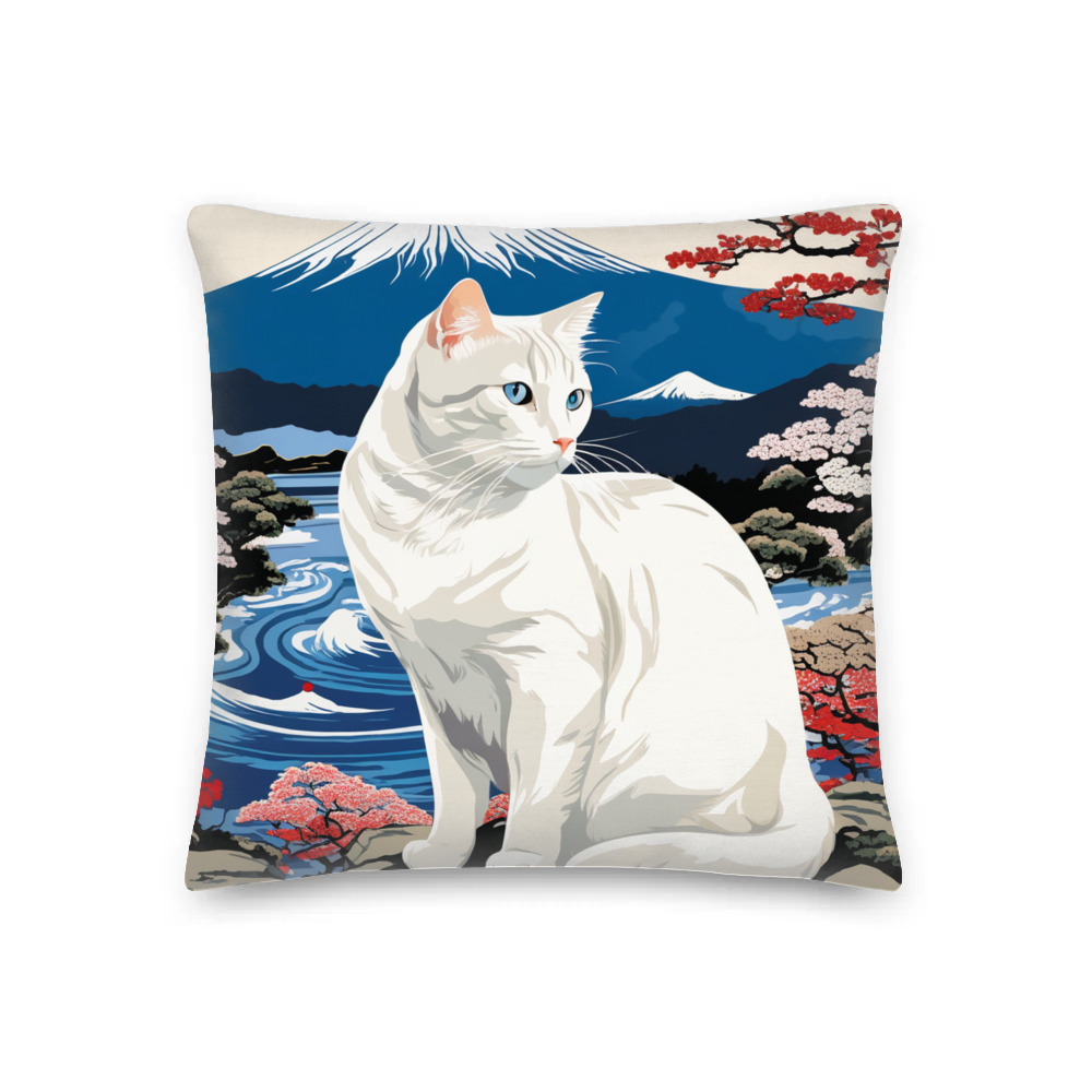 PugMug Custom White Companion Cat Premium Pillow