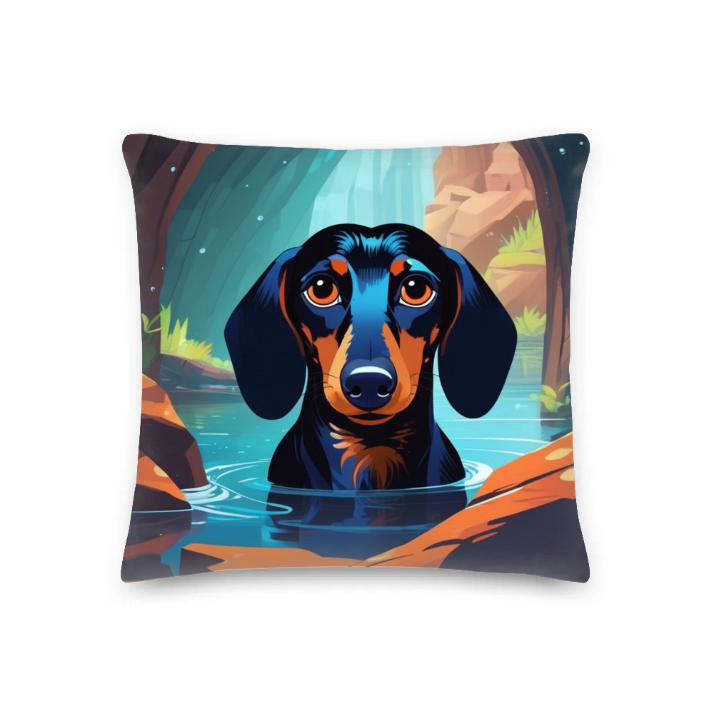 PugMug Custom Black Dachshund Premium Pillow