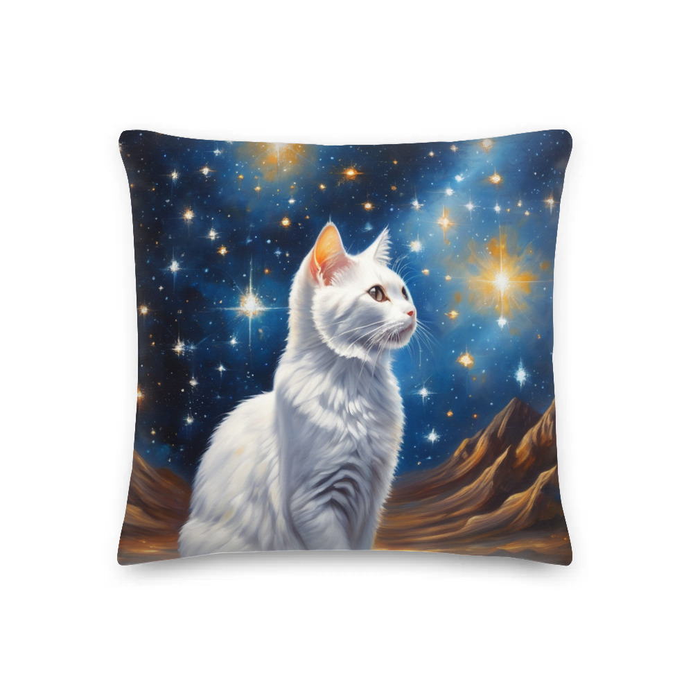 PugMug Custom White Companion Cat Premium Pillow