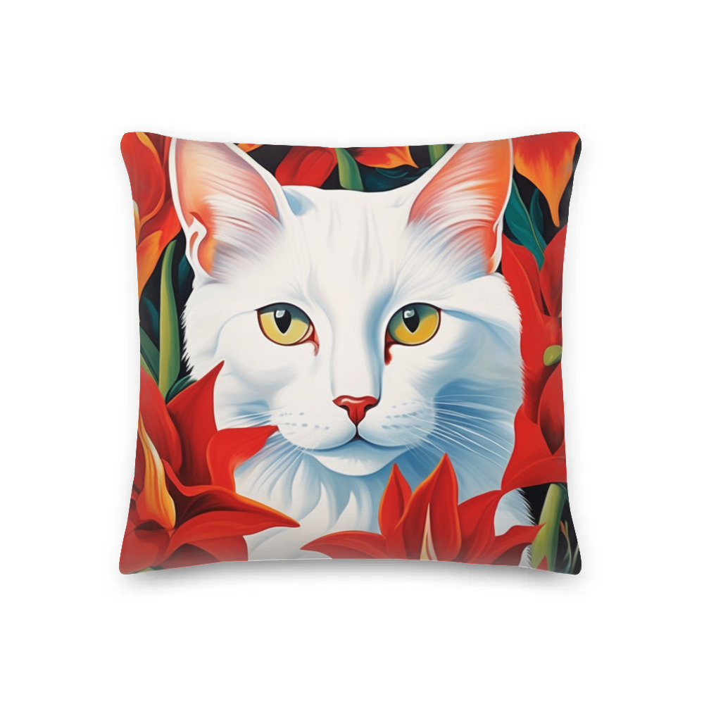 PugMug Custom White Companion Cat Premium Pillow