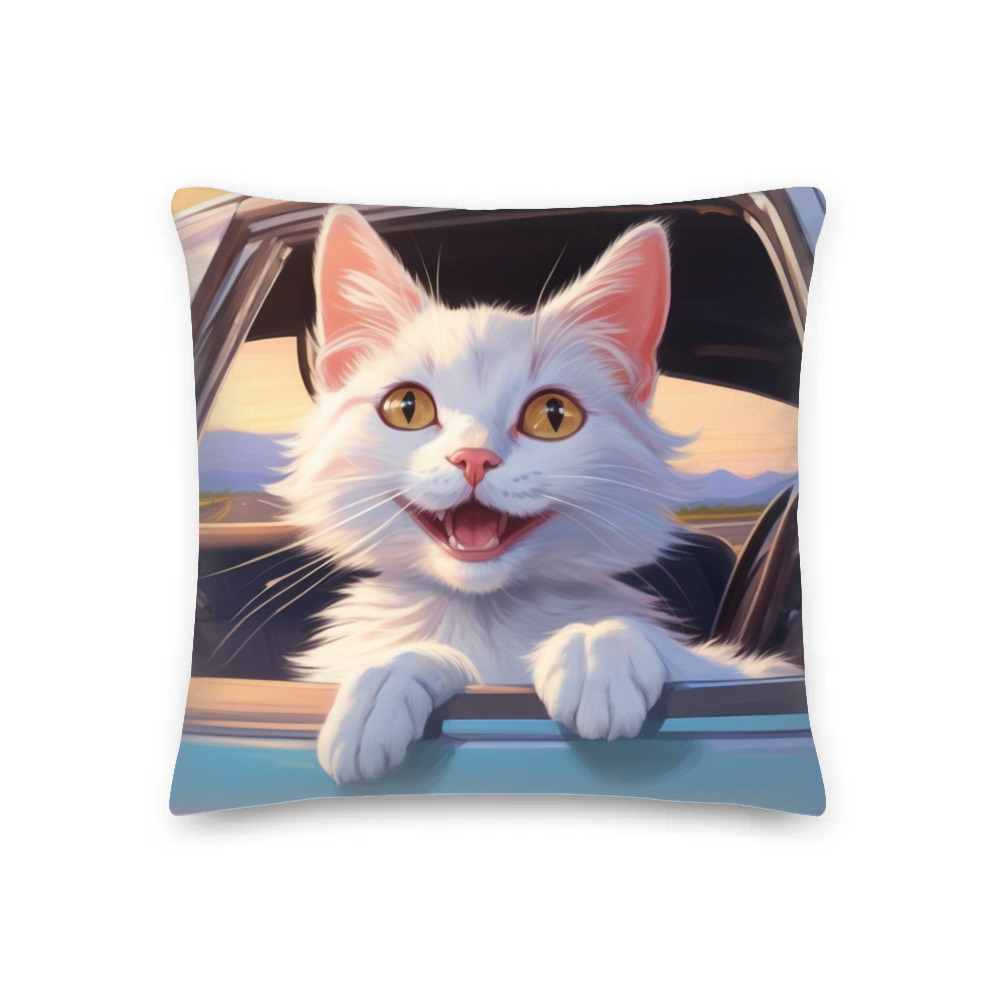 PugMug Custom White Companion Cat Premium Pillow