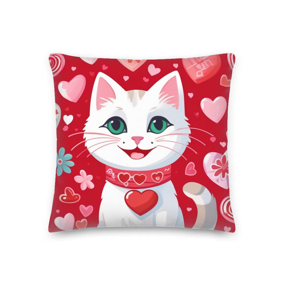 PugMug Custom White Companion Cat Premium Pillow