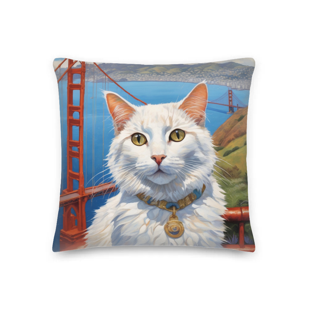 PugMug Custom White Companion Cat Premium Pillow