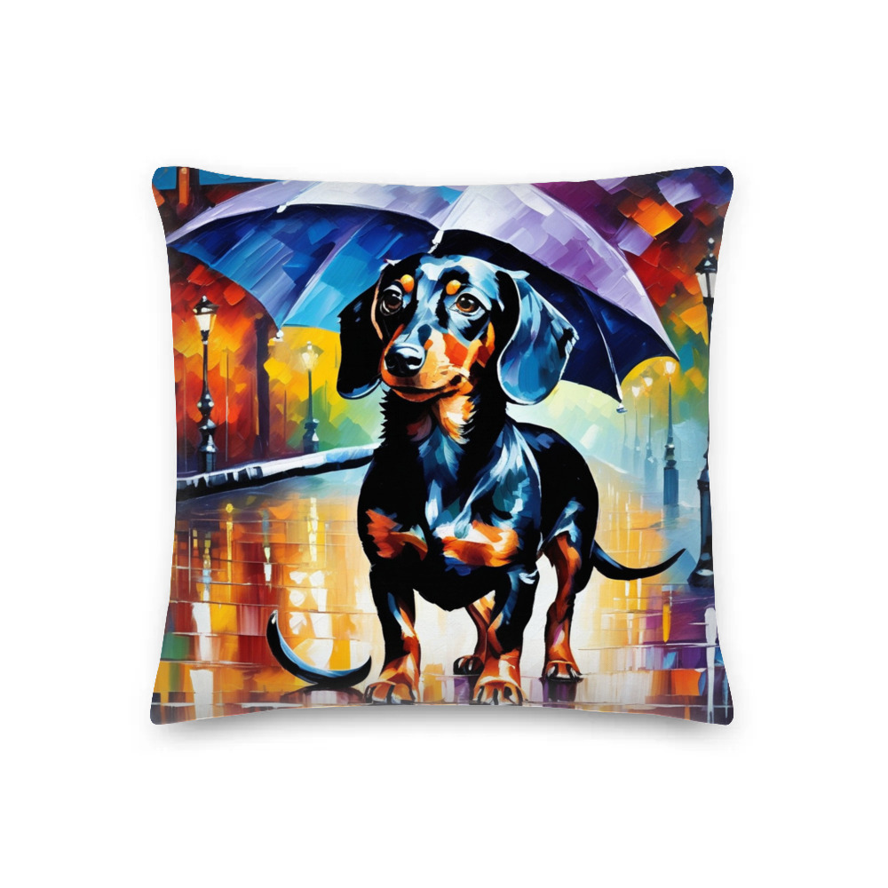 PugMug Custom Black Dachshund Premium Pillow