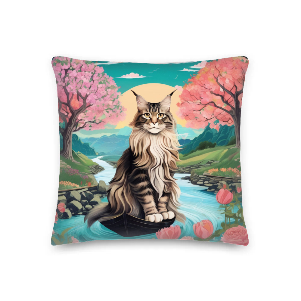 PugMug Custom Tabby Maine Coon Cat Premium Pillow