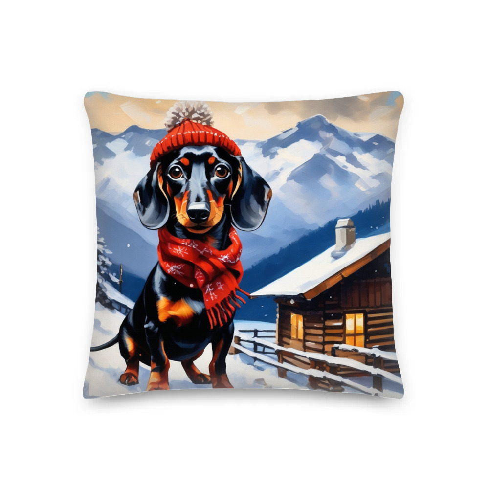 PugMug Custom Black Dachshund Premium Pillow