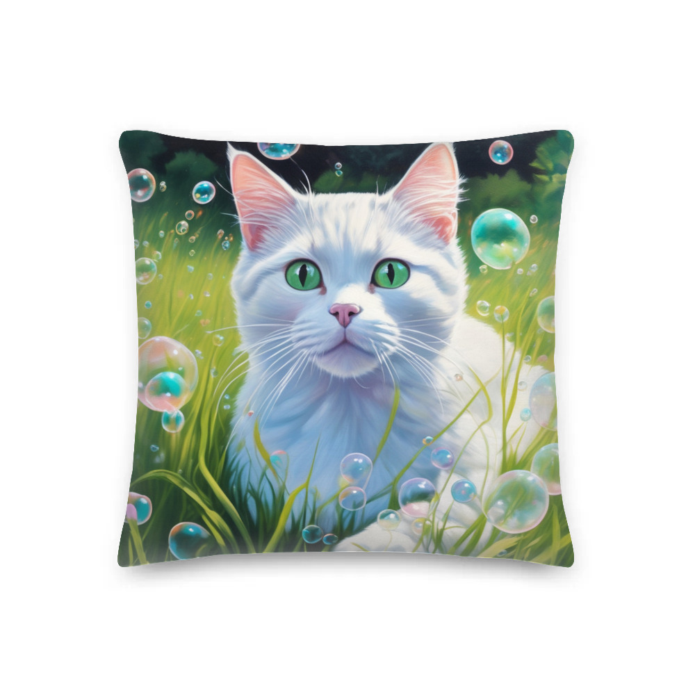 PugMug Custom White Companion Cat Premium Pillow