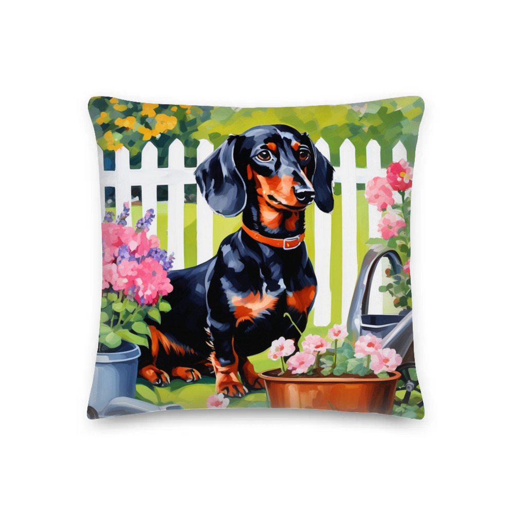 PugMug Custom Black Dachshund Premium Pillow