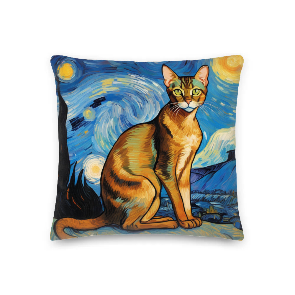 PugMug Custom Tabby Abyssinian Cat Premium Pillow