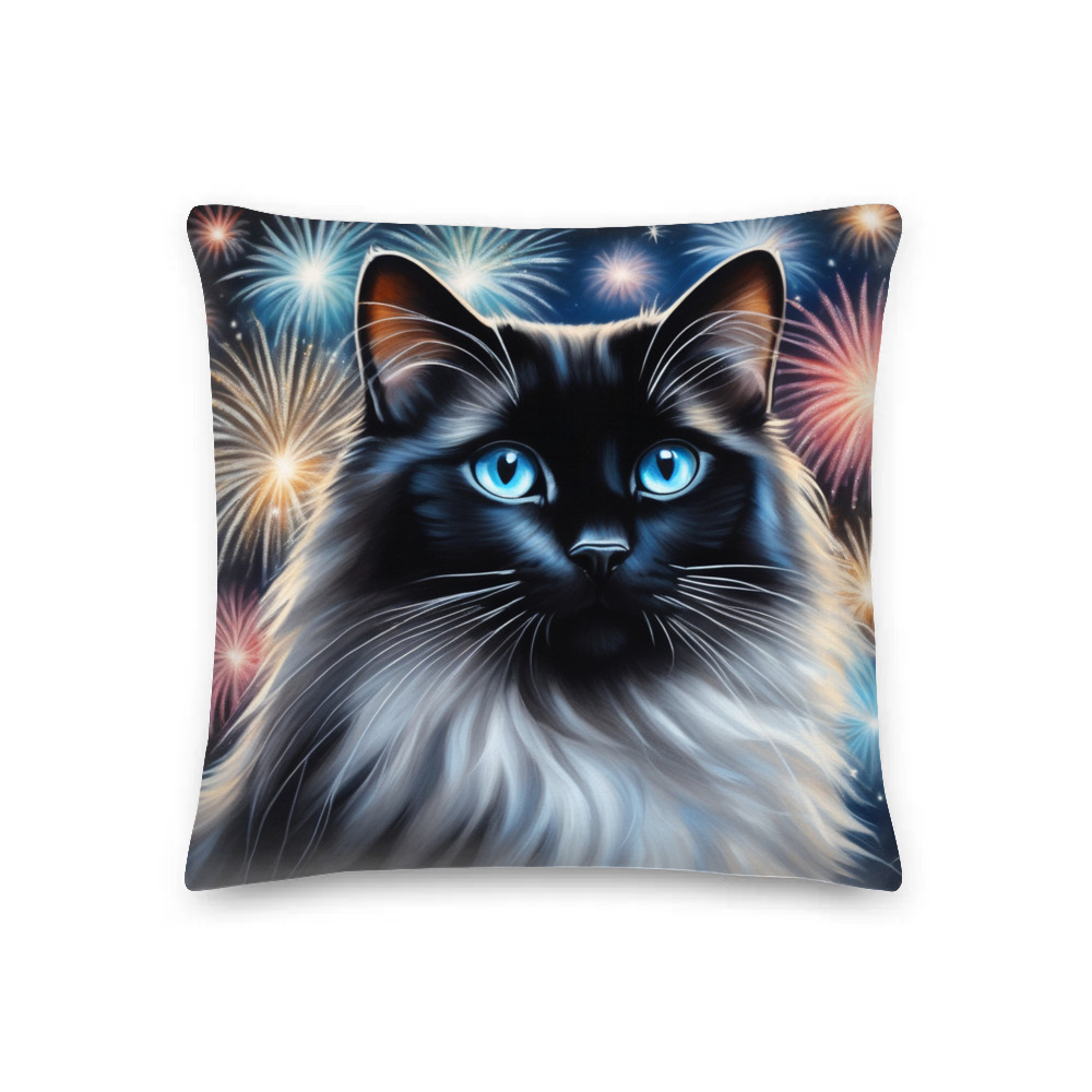 PugMug Custom Black Ragdoll Cat Premium Pillow