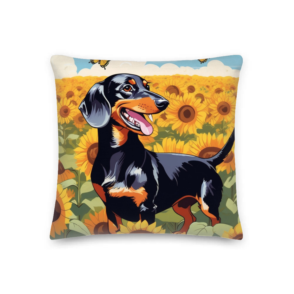 PugMug Custom Black Dachshund Premium Pillow