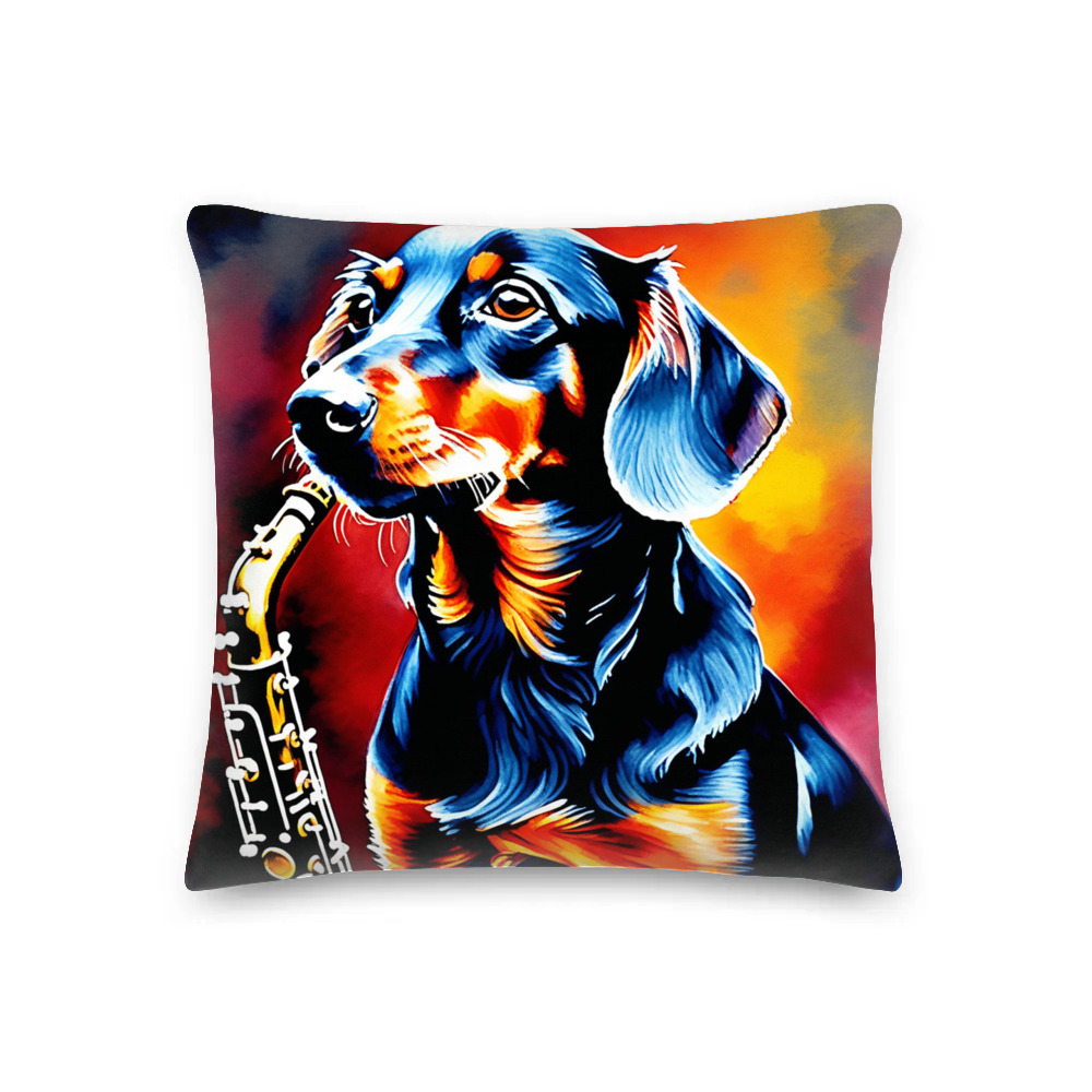 PugMug Custom Black Dachshund Premium Pillow