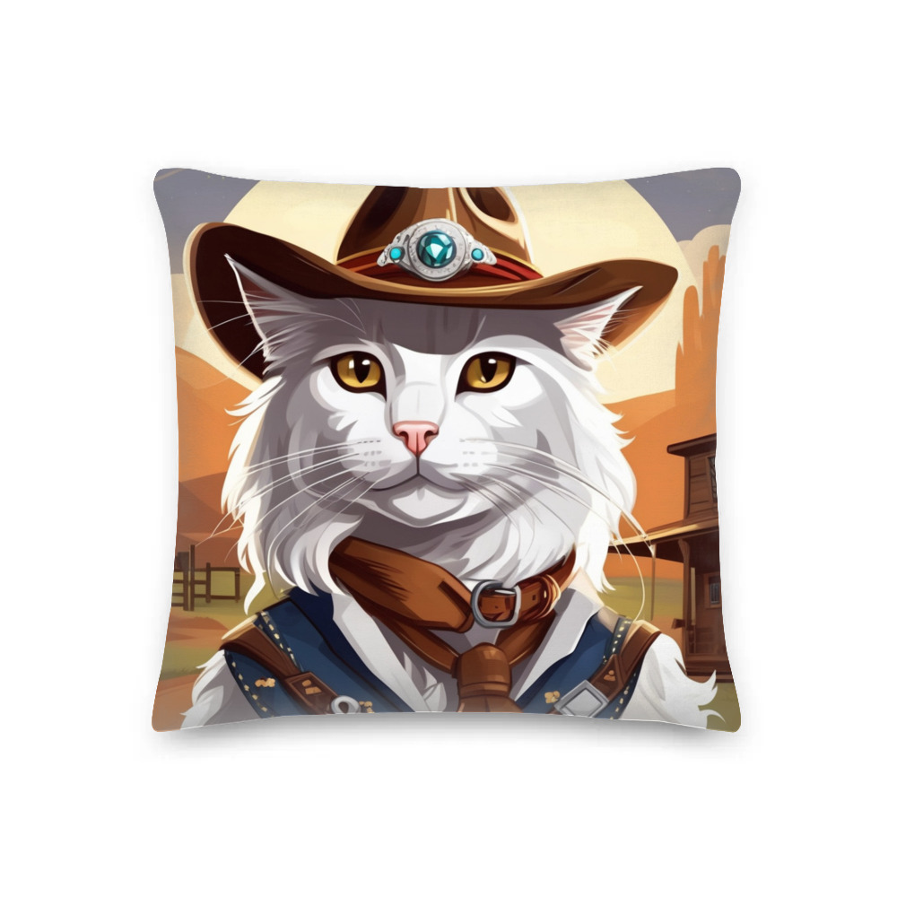PugMug Custom White Maine Coon Cat Premium Pillow