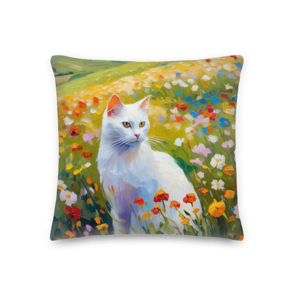 PugMug Custom White Companion Cat Premium Pillow