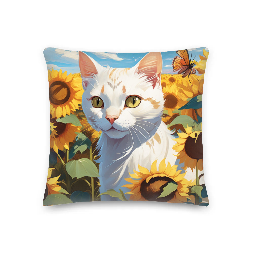 PugMug Custom White Exotic Cat Premium Pillow