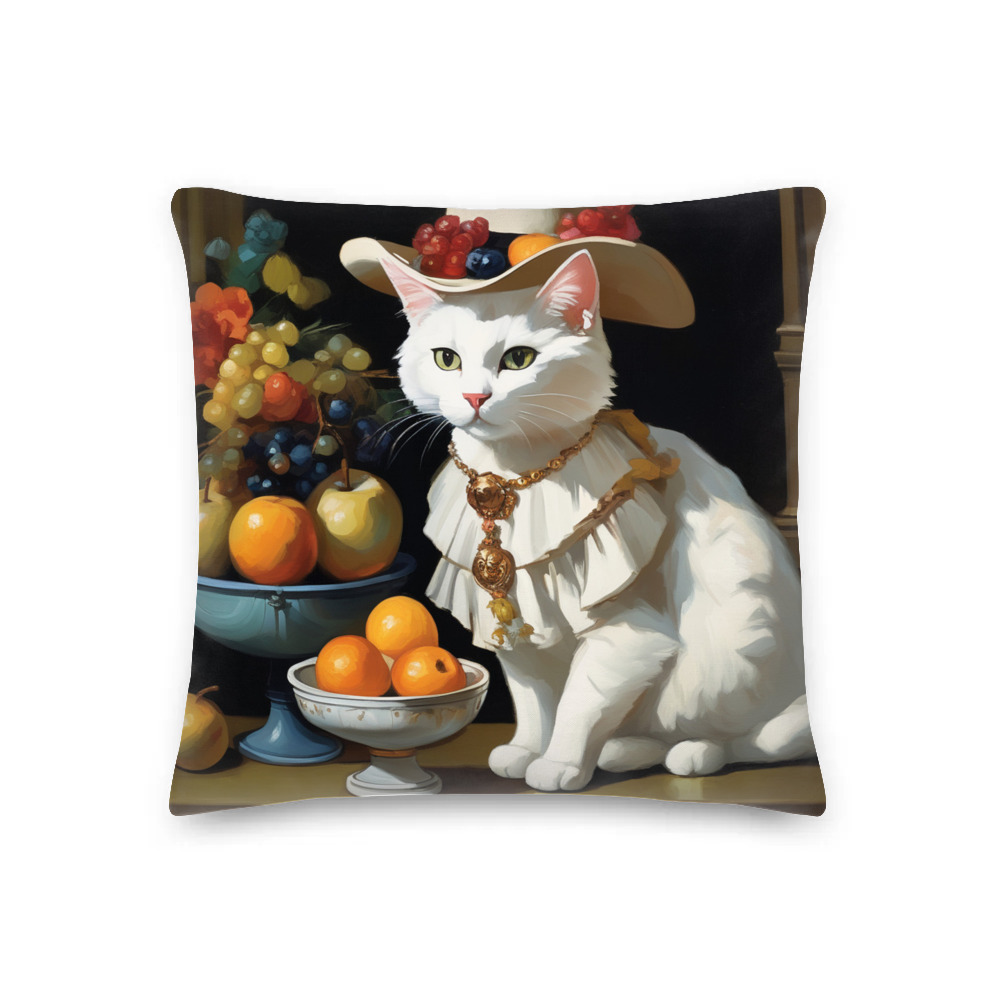 PugMug Custom White Companion Cat Premium Pillow