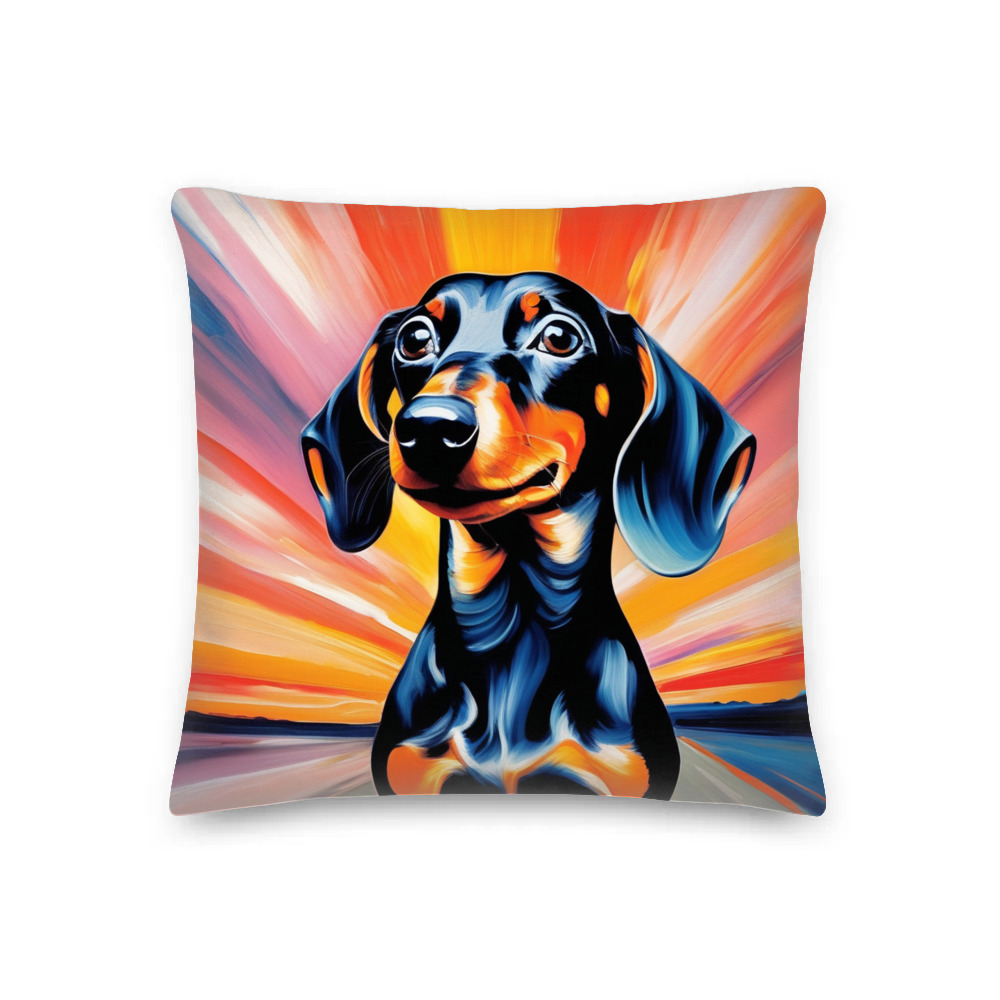 PugMug Custom Black Dachshund Premium Pillow