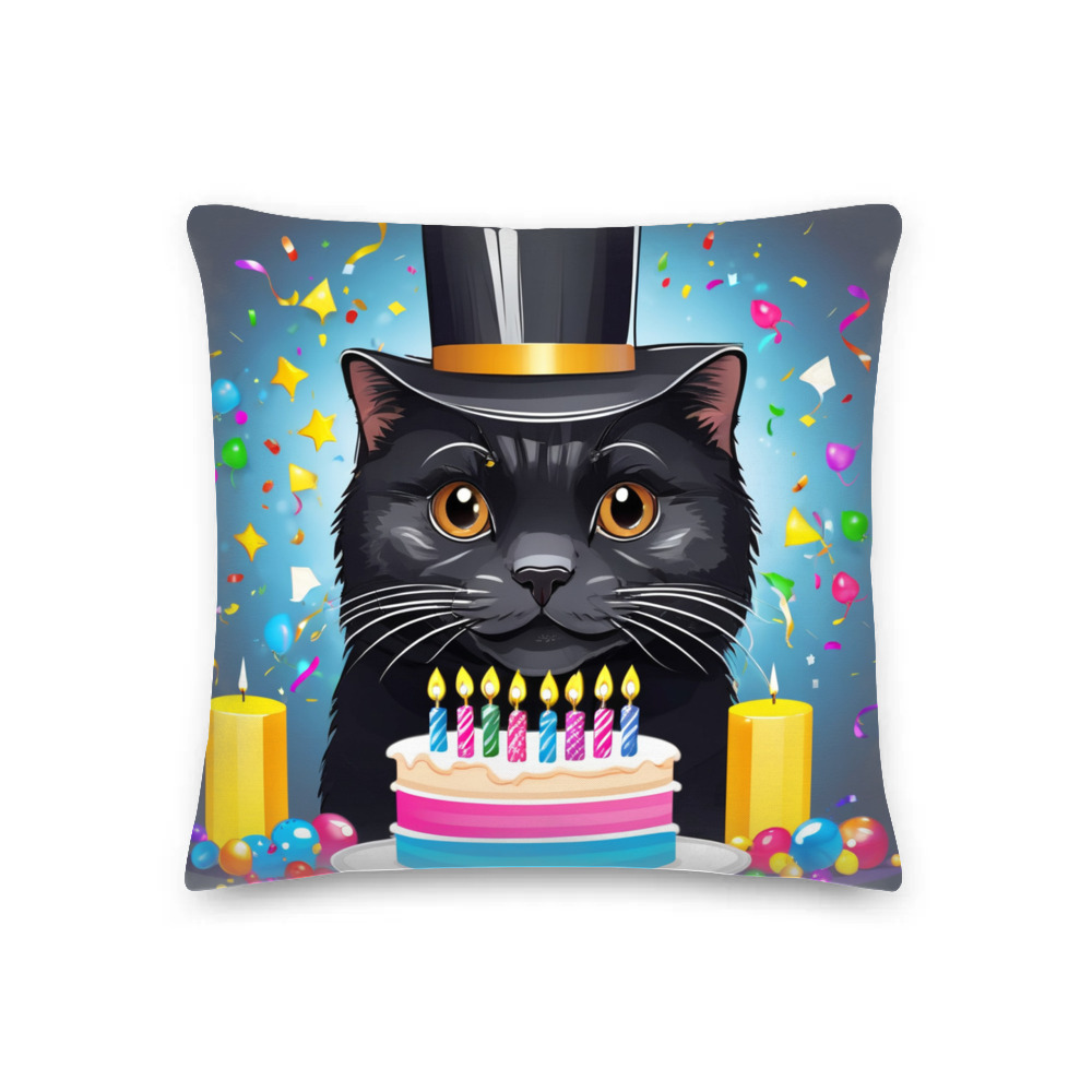 PugMug Custom Black Scottish Fold Cat Premium Pillow