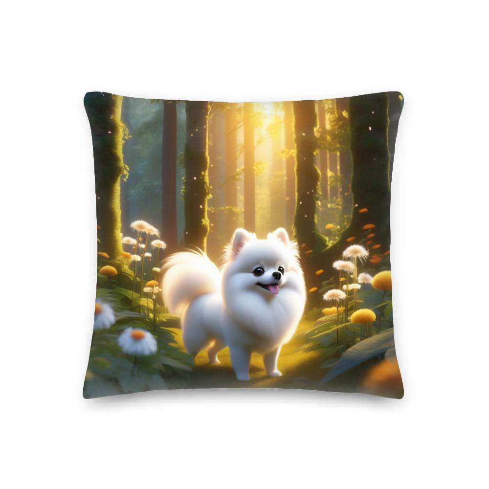PugMug Custom White Pomeranian Premium Pillow