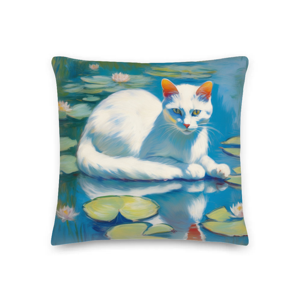 PugMug Custom White Companion Cat Premium Pillow