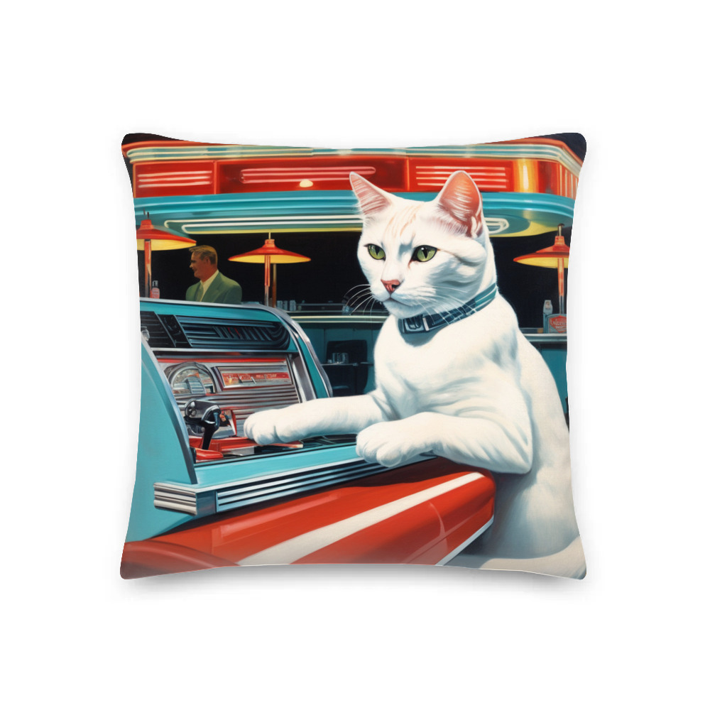 PugMug Custom White Companion Cat Premium Pillow