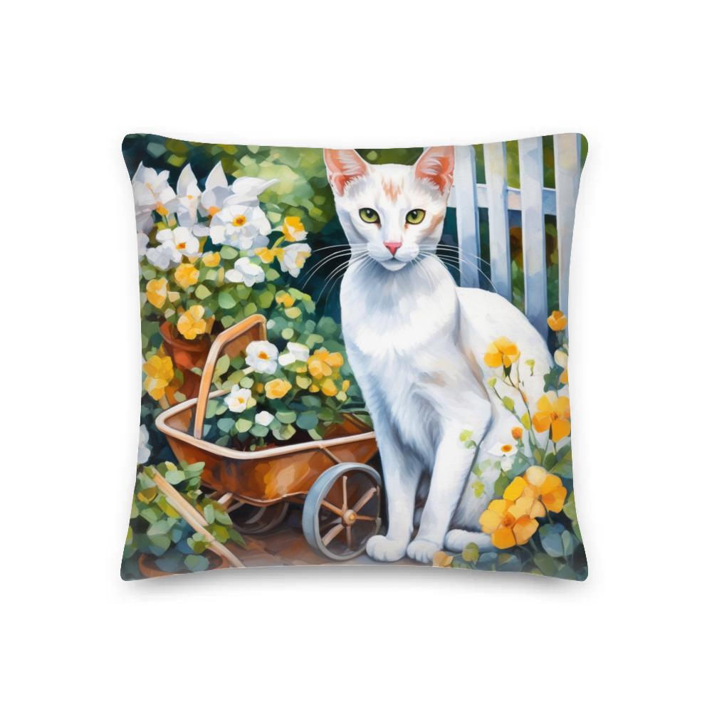 PugMug Custom White Abyssinian Cat Premium Pillow