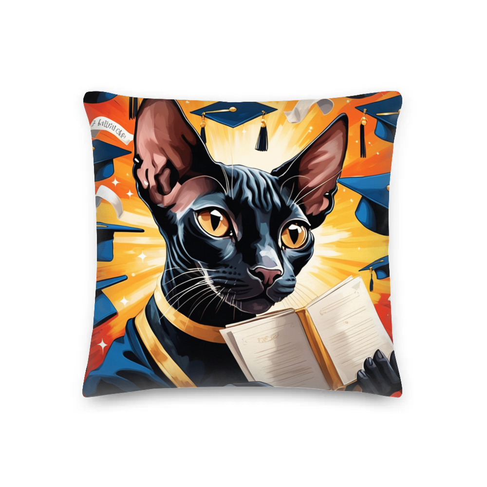 PugMug Custom Black Sphynx Cat Premium Pillow