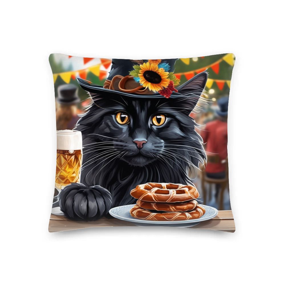 PugMug Custom Black Maine Coon Cat Premium Pillow