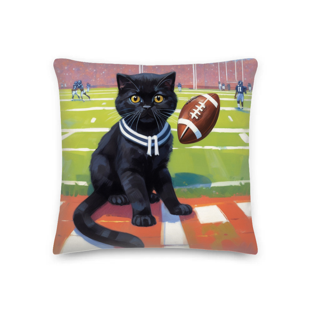 PugMug Custom Black Scottish Fold Cat Premium Pillow